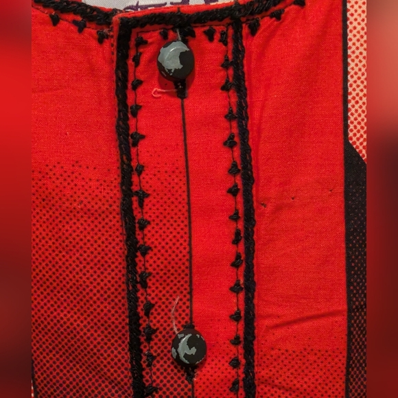 Vintage Swob M Black and Red Patterned Co-Ord Set with Belt - SEE SIZE NOTES - Picture 6 of 16